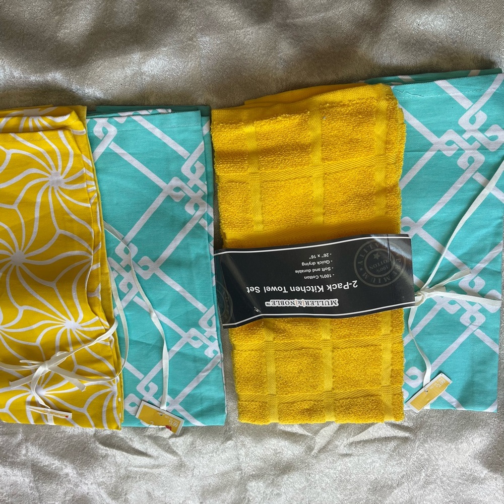 Home Kitchen Linens Set - Yellow and Teal
